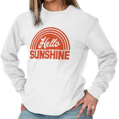 Hello Sunshine Good Vibes Cute Summer Beach Long Sleeve T Shirt Tees For Women $16.99