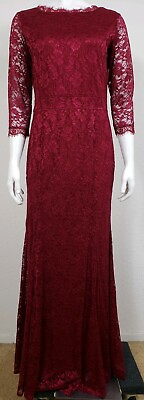 #ad NEW Rephyllis Womens Dress Size Large Maxi 3 4 Sleeve Floral Red Sheer Long $59.88
