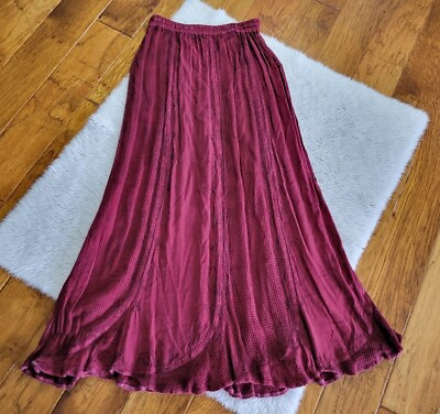 HolyClothing Maxi Skirt Long Viscose Embroidered Dark Red Festival Large XL $39.99