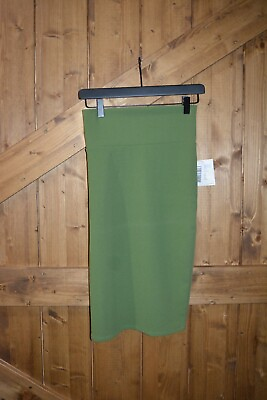 #ad #ad LuLaRoe Women#x27;s Size Medium Cassie Skirt Solid Green Raised Diagonal Lines NWT $21.50