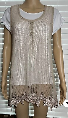 #ad Simply Noelle Womens Swimsuit Beach Cover Up Tunic Size XXL Tan Mesh Sparkle $18.00