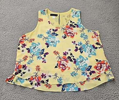 #ad Simply Styled by Sears Women#x27;s Large Multicolor Floral Blouse Top Sleeveless $12.00