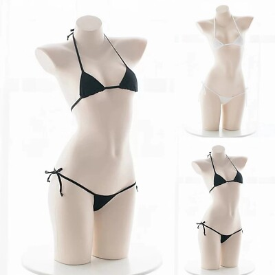 #ad 2PC Women Sexy Lingerie Pajamas Mini Bikini Strappy Underwear Briefs Bra Sets $7.19