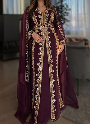 #ad SALE New Moroccan Dubai Kaftans Farasha Abaya Dress Very Fancy Long Gown MS 1444 $81.60