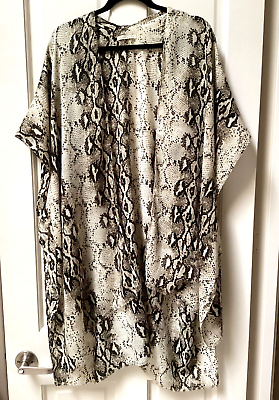 #ad Dark brown and white patterned beach cover up kimono one size $22.00