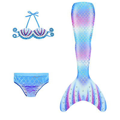 #ad Girls Swimming Mermaid Tail Dress Costume Cosplay Kids Swimsuit Fantasy Bikini $24.99