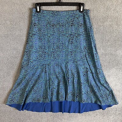 J Jill Stretch Flare Skirt Womens Small Blue Pull On $17.95