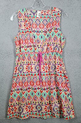 #ad #ad tribal print sundress medium multicolor deep plunging v neck sleeveless $12.99