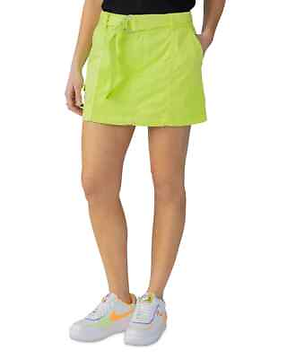 #ad Sanctuary Structured Skort Belted Mini Skirt Shorts Lime Green Stretch Sz 25 New $19.99