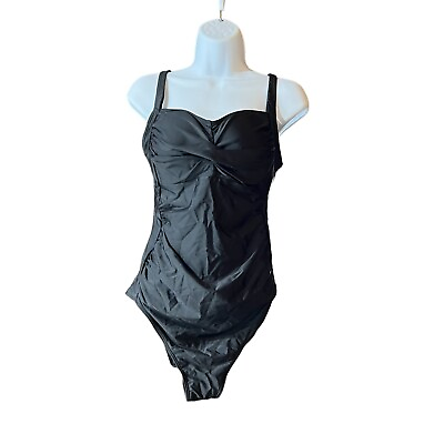 #ad Medium Maternity Swimsuit One Piece Black Adjustable Straps Flattering NWT $44.95
