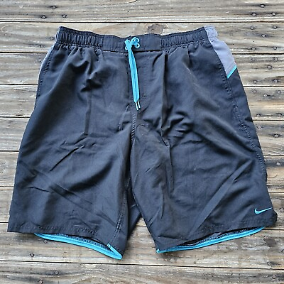 Nike Men#x27;s Large Black Gray Teal Bathing Suit $15.30