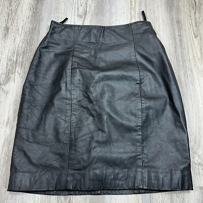 #ad Wilson#x27;s The Leather Experts Black Leather Mini Skirt Lined Casual Party Sz 6 $21.79