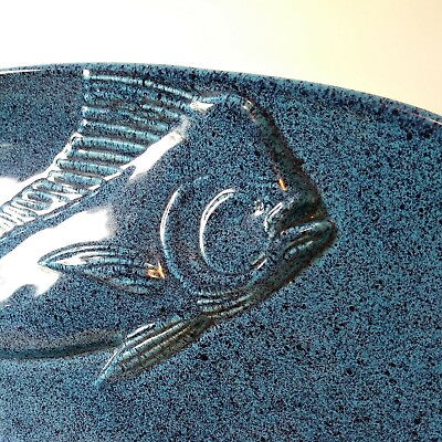 #ad 18 In Blue Black Ross Art 2D Mahi Mahi Plate Ceramic Yapacunchi Cuencia... $49.00