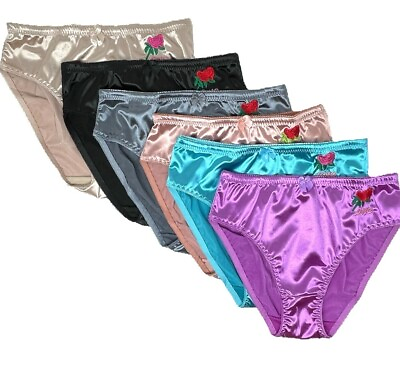 #ad 6 12 PRETTY SATIN BIKINIS Style PANTIES Womens Underwear Ella #3123N S M L XL $49.99
