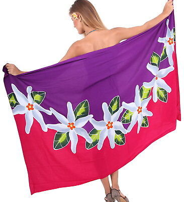 #ad LA LEELA Women#x27;s Boho Sarong Bikini Cover Ups Beach Wrap Towel 78quot;x43quot; Red T41 $23.62