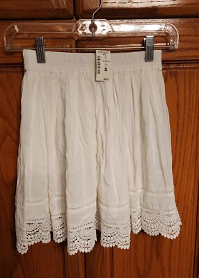 #ad S ❤️AEROPOSTALE❤️GORGEOUS SKIRT ❤️SUMMER LINED CROCHET STRETCH PARTY BEACH WHITE $24.99