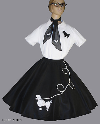 #ad #ad NEW 7 PC BLACK 50#x27;s POODLE SKIRT OUTFIT ADULT SiZe SMALL WAIST 25quot; 32quot; Length 25 $102.99