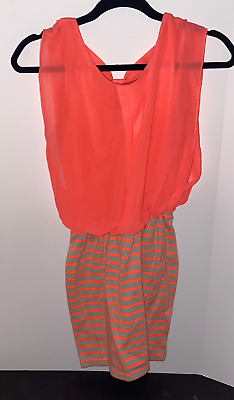 Accidentally In Love Women#x27;s Junior Dress Orange amp; Gray Size XS $8.99