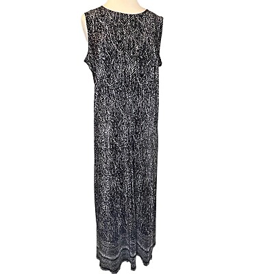 #ad Briggs New York Maxi Dress Size 1X Lightweight Black and White Crinkle Stretch S $17.99