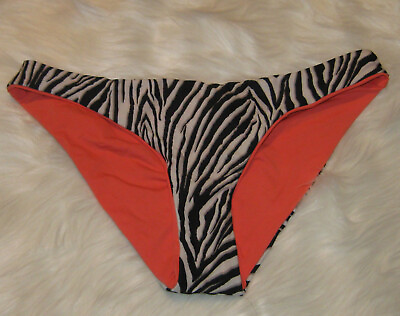 #ad Becca by Rebecca Virtue Reversible Hipster Bikini Bottoms XS Zebra Orange NWT $14.99