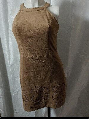 #ad Hollister Brown Velour Floral Design Dress Size S Bodycon Sleeveless Boho Party $14.99