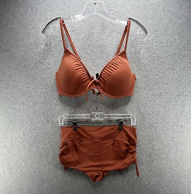 #ad Victoria’s Secret Burnt Orange Cinched Bikini Short Set Women#x27;s Large 36DD $35.00