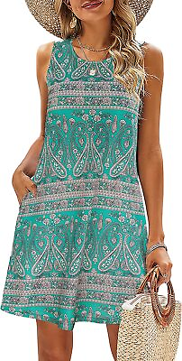 #ad SimpleFun Summer Dresses for Women Beach Floral Tshirt Sundress Casual Pockets B $62.73