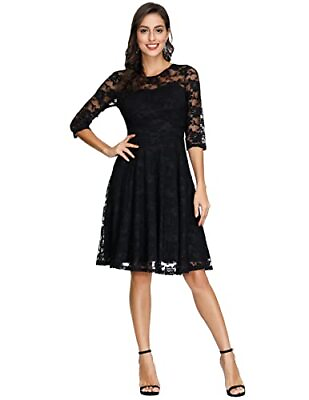 JASAMBAC Plus Size Wedding Guest Dress Lace Floral Evening Cocktail Party Formal $36.99