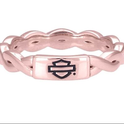 #ad NEW Genuine Harley Size 6 Rose Gold Logo Outline Twist Stackable Ring HDR0493 06 $44.10