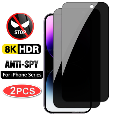 2x iPhone 15 14 13 12 11 Pro Max Privacy AntiSpy Tempered Glass Screen Protector $5.85
