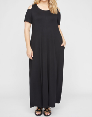 #ad #ad Catherines Plus BLACK GRAMERCY OPEN SHOULDER MAXI DRESS 3X 26 28W $39.99