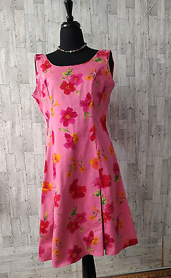 #ad Sag Harbor Women#x27;s Sun Dress Sleeveless Pink Floral Flowers Pleats Size 8 $20.00