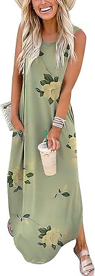 #ad ANRABESS Women#x27;s Casual Loose Sundress Long Dress Sleeveless Split Maxi Dresses $78.08