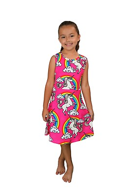 #ad Lodi Unicorn Girls Dress Sleeveless Rainbow Unicorns Party Birthday $13.00