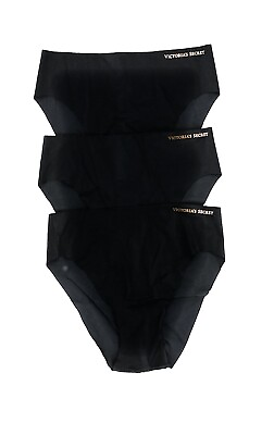 #ad Victoria#x27;s Secret High Leg Cheeky No Show Seamless Black Panties Lot Set of 3 S $24.00