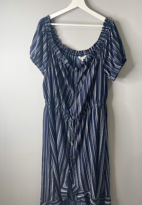 Indulge Blue Floral Ruffle Floral Dress sz 3X Womens Plus Size Maxi $20.00