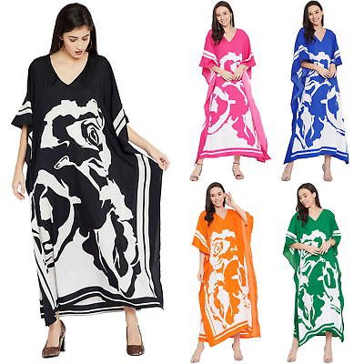 Women Lady Boho Kimono Sleeve Floral Long Maxi Summer Beach Dress Sundress $13.99