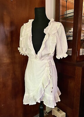 XS Beach Swim Cover Up Boho Wrap Dress NEW W TAGS White Lined 100% Rayon $39.00