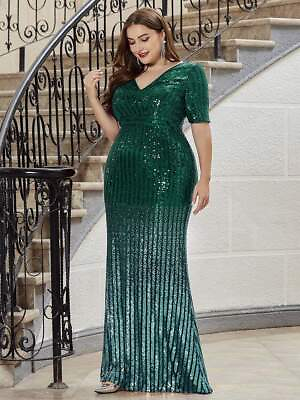 #ad #ad Plus Size Elegant Sexy Sequin Dress Gradient Color Women#x27;s High Waist Slim Fit $76.96