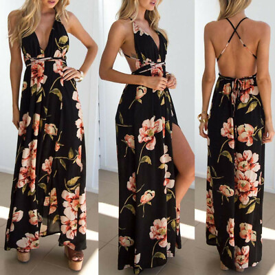 #ad Womens Summer Maxi Dress Ladies Beach Holiday Night Party Long Dresses Sundress $15.88