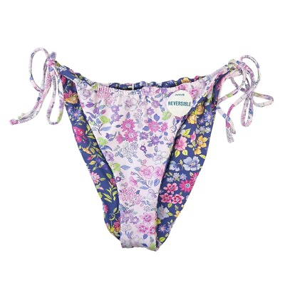#ad LoveShackFancy Hurley NWOT Sunny Meadow Tie String Bikini Bottoms High Cut LARGE $54.99