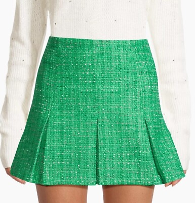 #ad #ad Lilly Pulitzer Cammi Tweed Pleated Mini Skirt Kelly Green Size 00 $69.00