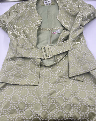 #ad #ad Isabella Women#x27;s Green Cotton Blend 2 Piece Skirt Suit Size 14 MRSP $280 $55.00
