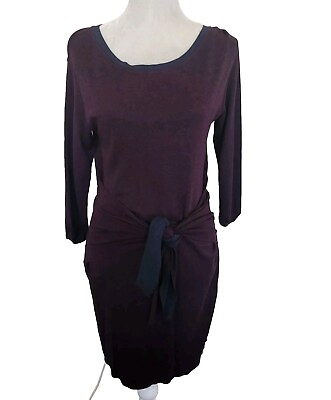 #ad #ad Three Dots Purple Tie Front Cocktail Dress 3 4 Sleeve Size Medium $19.99