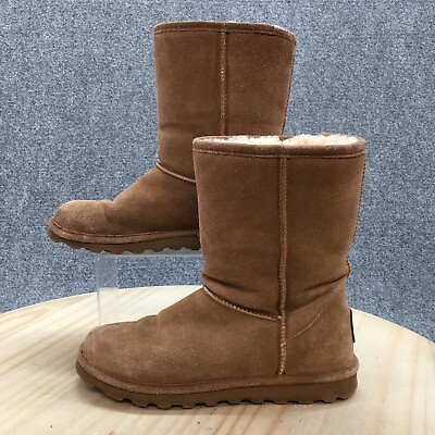 #ad Bearpaw Boots Womens 8 Emma Short Mid Calf Winter Snow Casual Brown Suede Fur $30.99