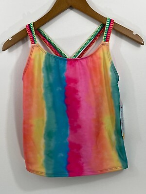 #ad NWT Girls X Large XL 14 16 Cat amp; Jack Bikini Tank Swimwear Swimsuit Top Rainbow $9.99