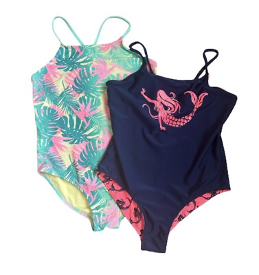 Set of 2 Arizona Jean Co Girls size 14 16 One Piece Swimsuit Mermaid Tropical $10.00