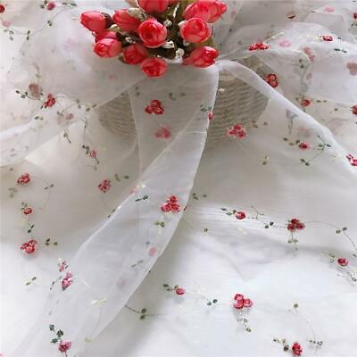 Floral Embroidery Organza Tulle DIY Dress Costume Wedding Gown Lace Fabric 1Yard $13.99
