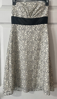#ad White House Black Market Size 0 Strapless Cocktail Dress Black And White Lace $39.95