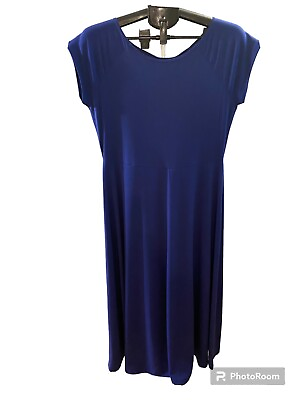 #ad LBisse Blue Midi Maxi Women’s Dress Short Sleeve Stretch Long Size XL $15.99